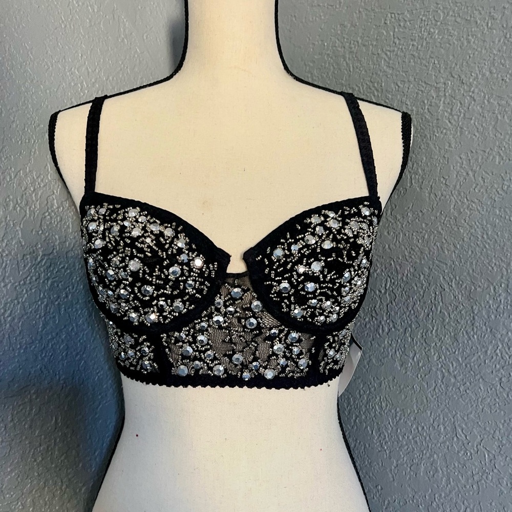 Black top Embellished Women's Bralette